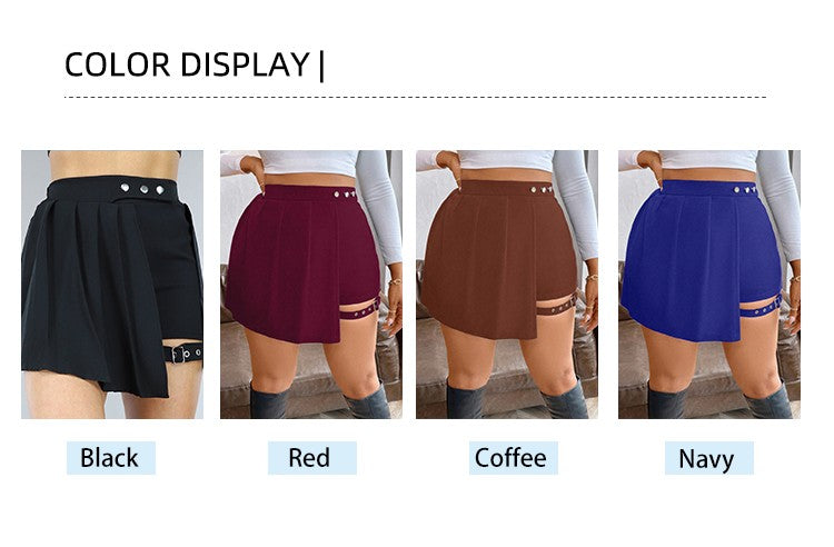 Plus Size Women's High Waist Pleated Button Skirt Asymmetric Skirt Shorts Bandage Spicy Style Best Choice in Summer