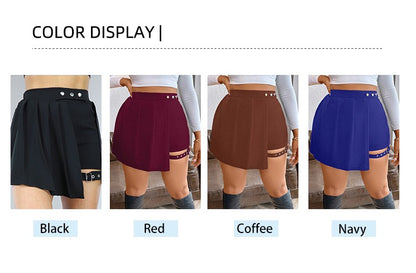 Plus Size Women's High Waist Pleated Button Skirt Asymmetric Skirt Shorts Bandage Spicy Style Best Choice in Summer