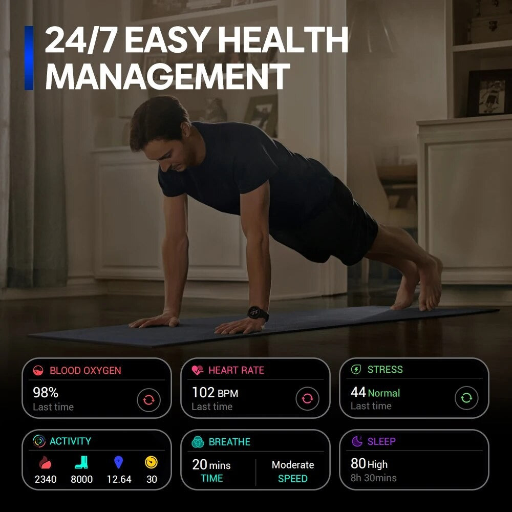 Novo Smartwatch GPS Zeblaze Stratos 3 PRO com Tela AMOLED HD de 1,43”, GPS Integrado, Chamadas Telefônicas Bluetooth, Smartwatch Esportivo para Homens
