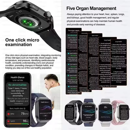 2025Novo Micro Exame Físico Smartwatch Para Homens Ácido Úrico Gordura Corporal Relógios de Saúde de Cinco Órgãos Chamada Bluetooth SmartBracelet