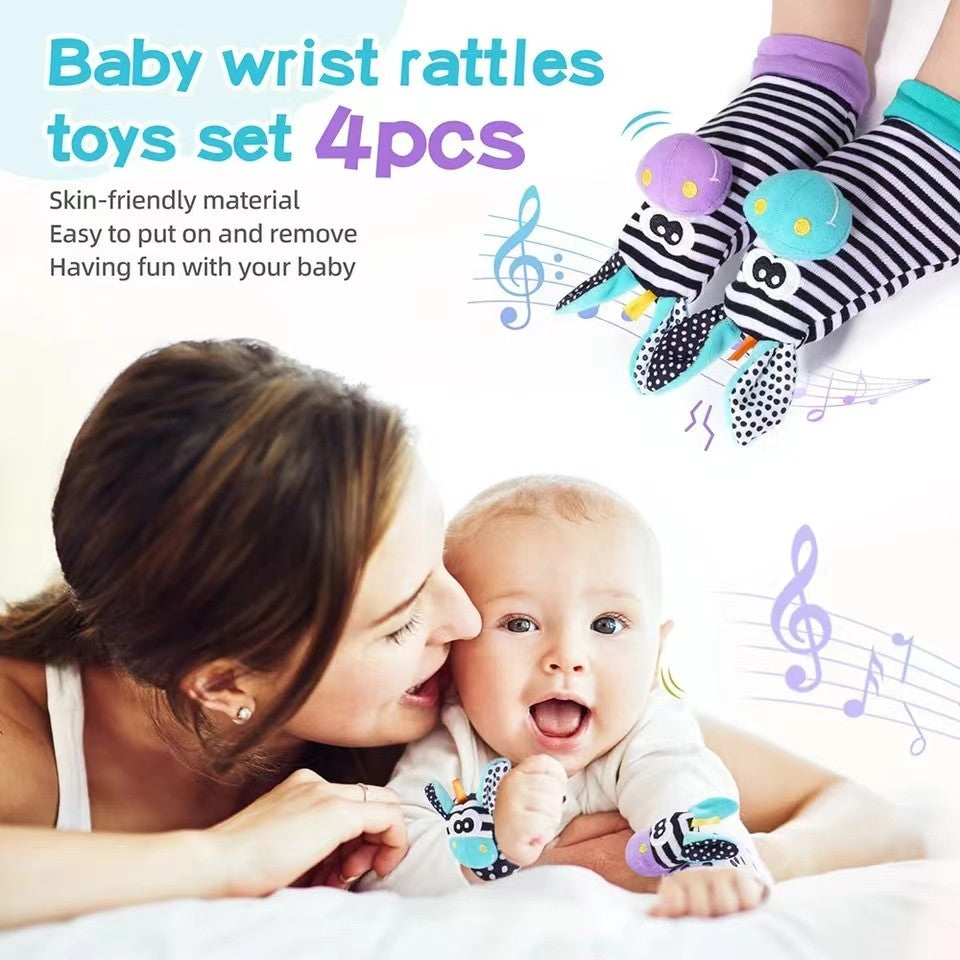 Baby Infant Wrist Rattle Socks Toys 0-12 Month Girl Boy Learning Toy Early Educational Development Cute Toddlers Sensory Gifts