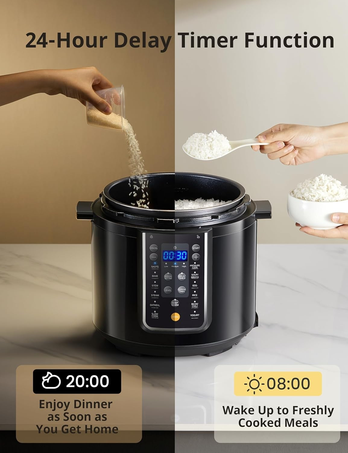 Panela de Pressão Elétrica 9 em 1, Panela Multifuncional com 14 Predefinições, Panela Antiaderente, Iogurteira, Panela de Arroz