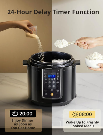 Panela de Pressão Elétrica 9 em 1, Panela Multifuncional com 14 Predefinições, Panela Antiaderente, Iogurteira, Panela de Arroz