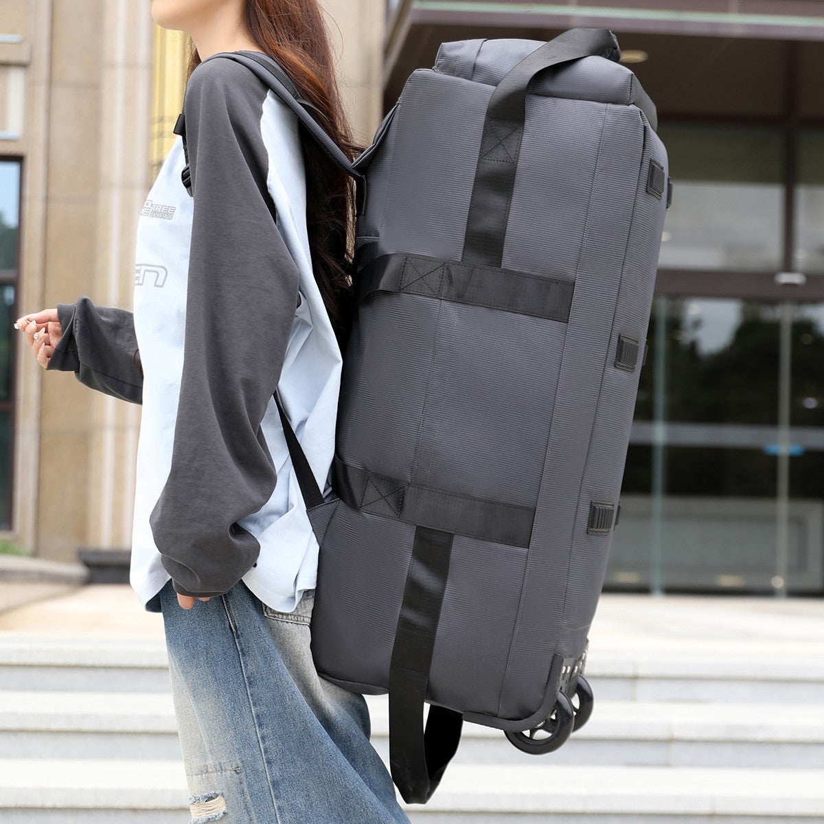 Travel Bag, Large-Capacity Handbag, Portable Outdoor Hand Luggage, Roller Travel Bag, Convenient and Practical Unisex Duffel Bag