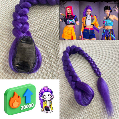 Peruca Cosplay Roxa Temática Wigundle para Personagem de Quadrinhos Festa de Halloween Encenação Peruca Sintética Resistente ao Calor Presente de Feriado Diário