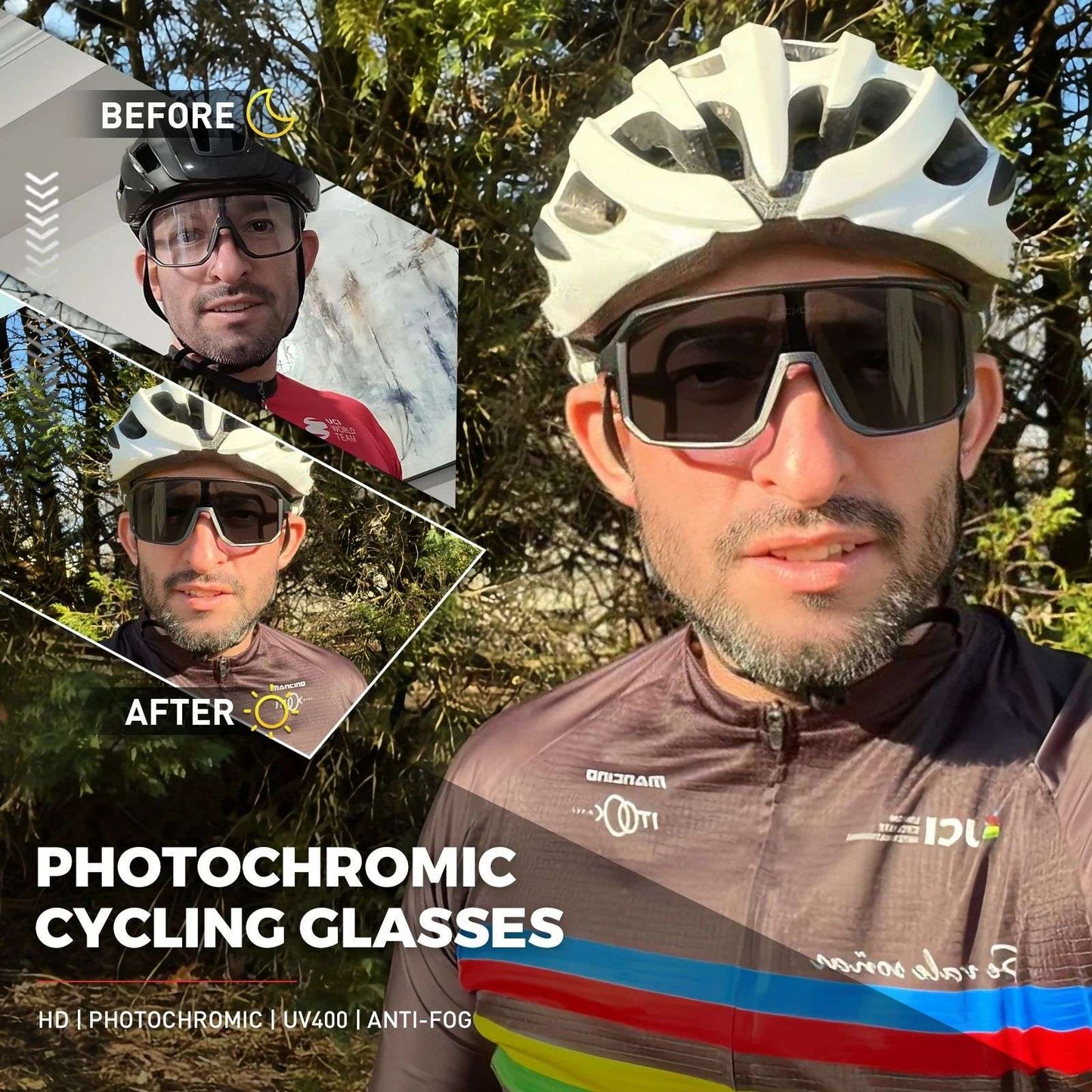 SCVCN Óculos Fotocromáticos Masculinos para Ciclismo Óculos de Sol para Mulheres Esportes Corrida MTB Óculos de Ciclismo para Estrada Mountain Bike