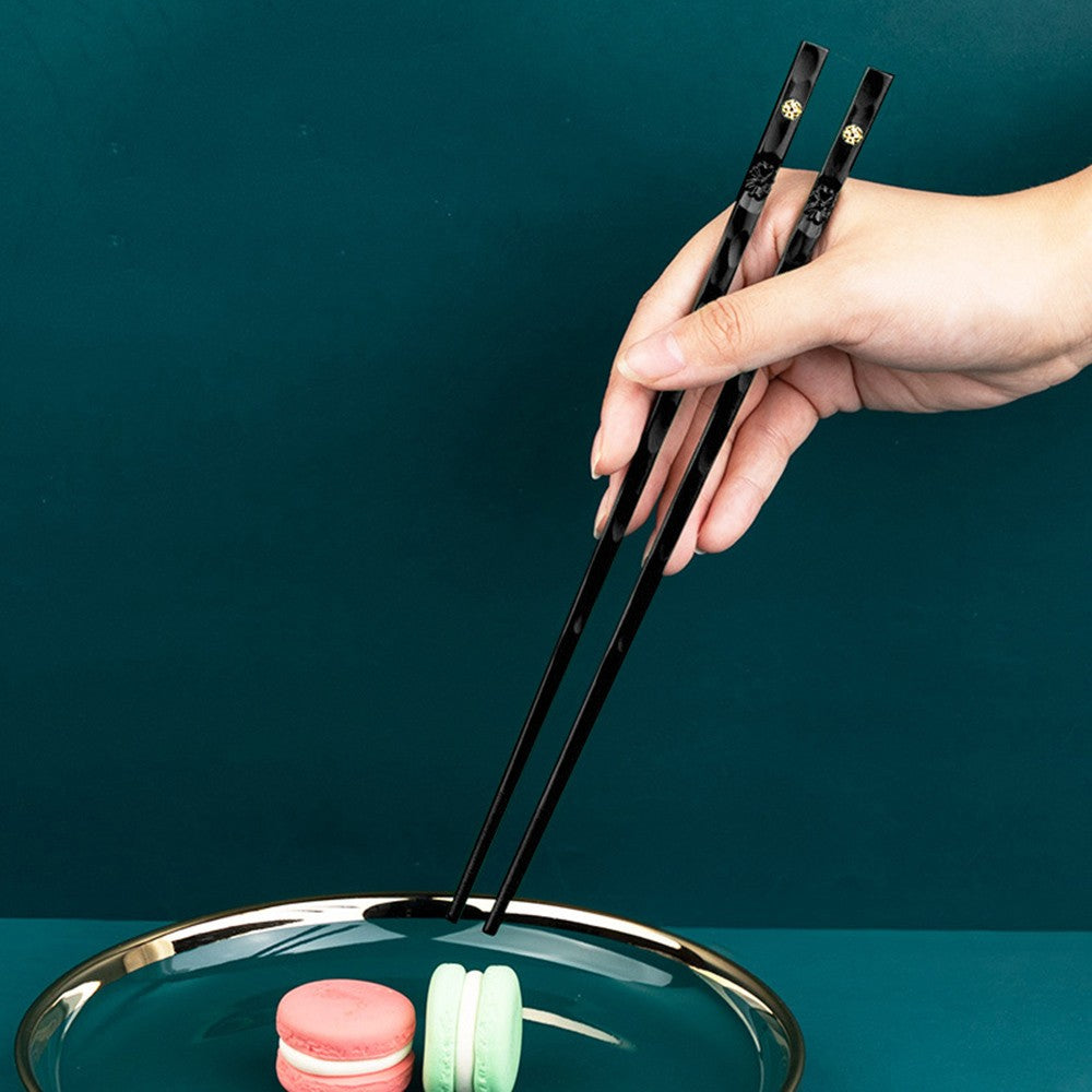 5 Pares de Hashis Japoneses Chineses para Comer Sushi Reutilizáveis de Metal Coreano Conjunto de Talheres Saudáveis