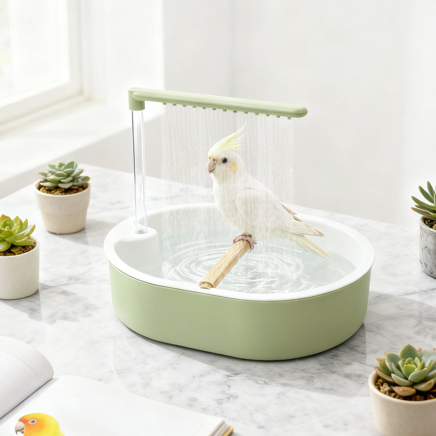Parrot Automatic Shower Pet Bird Bath Cage Basin USB Elétrico Circulando Água Banheira para Pássaros Brinquedo Calopsita Agapornis