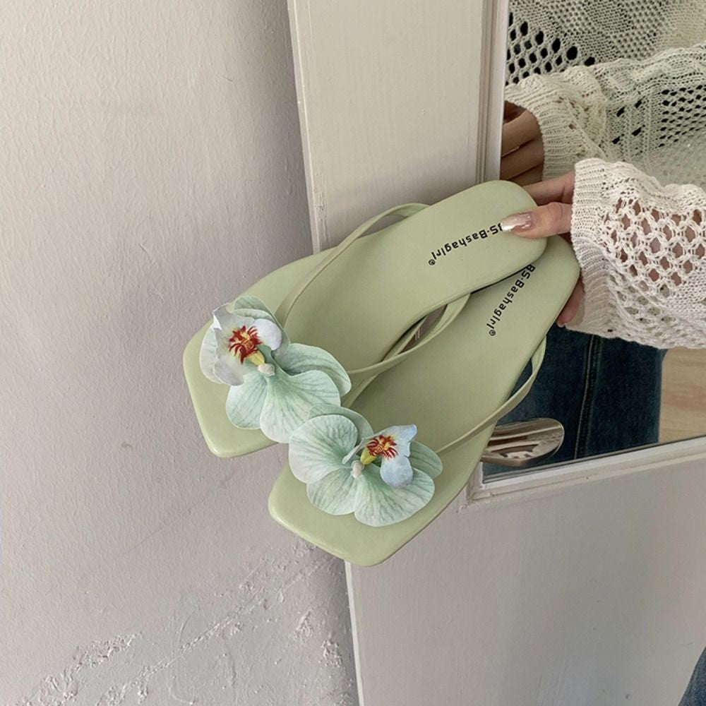 Daily Sweet Butterfly Orchid Slipper Summer Vacation Flower Flip Flops Elegant Out Wear Women's Sandals Ladies/Girls