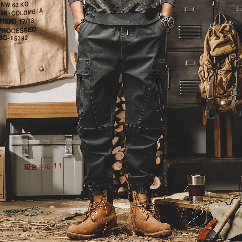 Calça Cargo Masculina ARENS Techwear Preta Calça Cargo Masculina Vintage Japonesa Streetwear Hip Hop Bolsos Estilo Safari Casual Solta