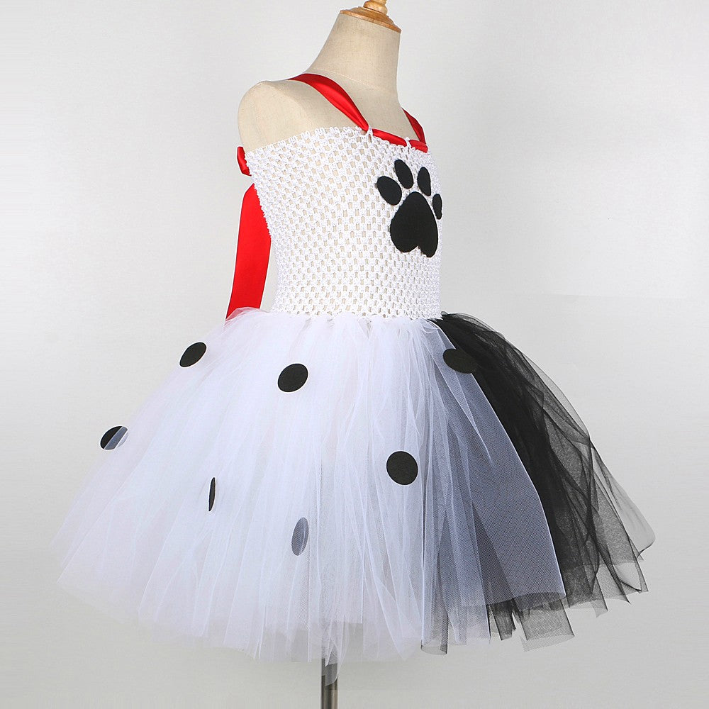 Dalmatians Dog Tutu Dress for Baby Girls White Black Spotted Dog Halloween Costumes Kids Puppy Outfits Children Animal Clothes