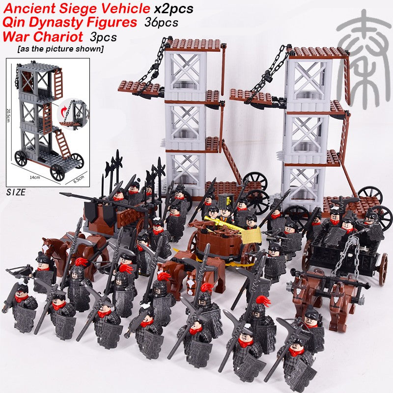 MOC Império Romano Exército Espartano Soldado Medieval Carruagem Blocos de Montar Tijolos Brinquedos de Capacete de Guerra Militar Antiga Para Crianças