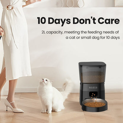 ROJECO Alimentador Automático de Animais de Estimação Versão com Botão Acessórios para Dispenser Automático de Comida para Gatos Alimentador Inteligente para Gatos e Cães Comida Seca