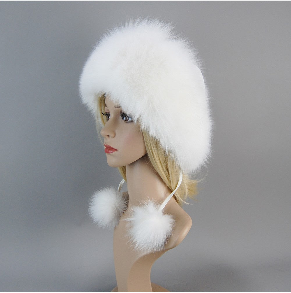 Nova Touca de Luxo de Inverno 100% Pelo de Raposa Natural Toucas de Pelo de Raposa Real de Qualidade para Mulheres Toucas de Pelo de Raposa Genuíno para Meninas