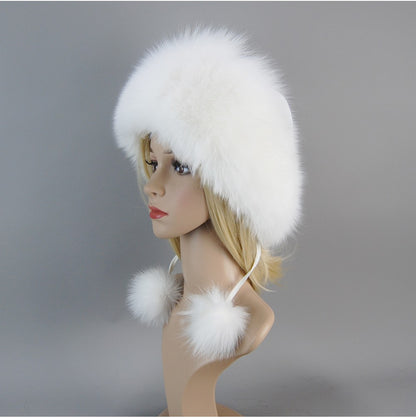 Nova Touca de Luxo de Inverno 100% Pelo de Raposa Natural Toucas de Pelo de Raposa Real de Qualidade para Mulheres Toucas de Pelo de Raposa Genuíno para Meninas