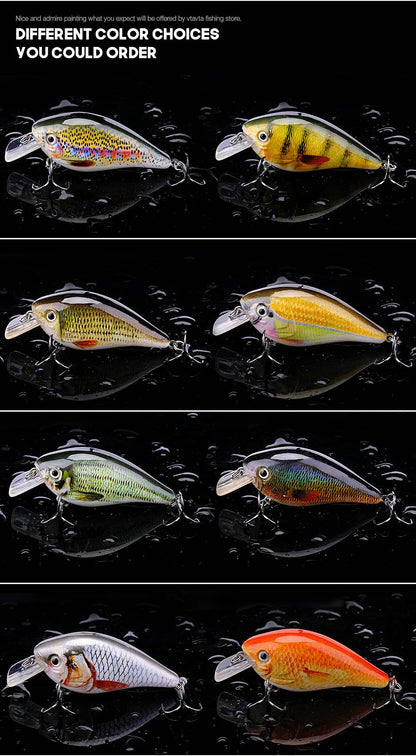 Iscas Artificiais Flutuantes VTAVTA 5cm/7cm Crankbaits para Pesca de Lucio e Robalo, Iscas Artificiais para Pesca, Material de Pesca