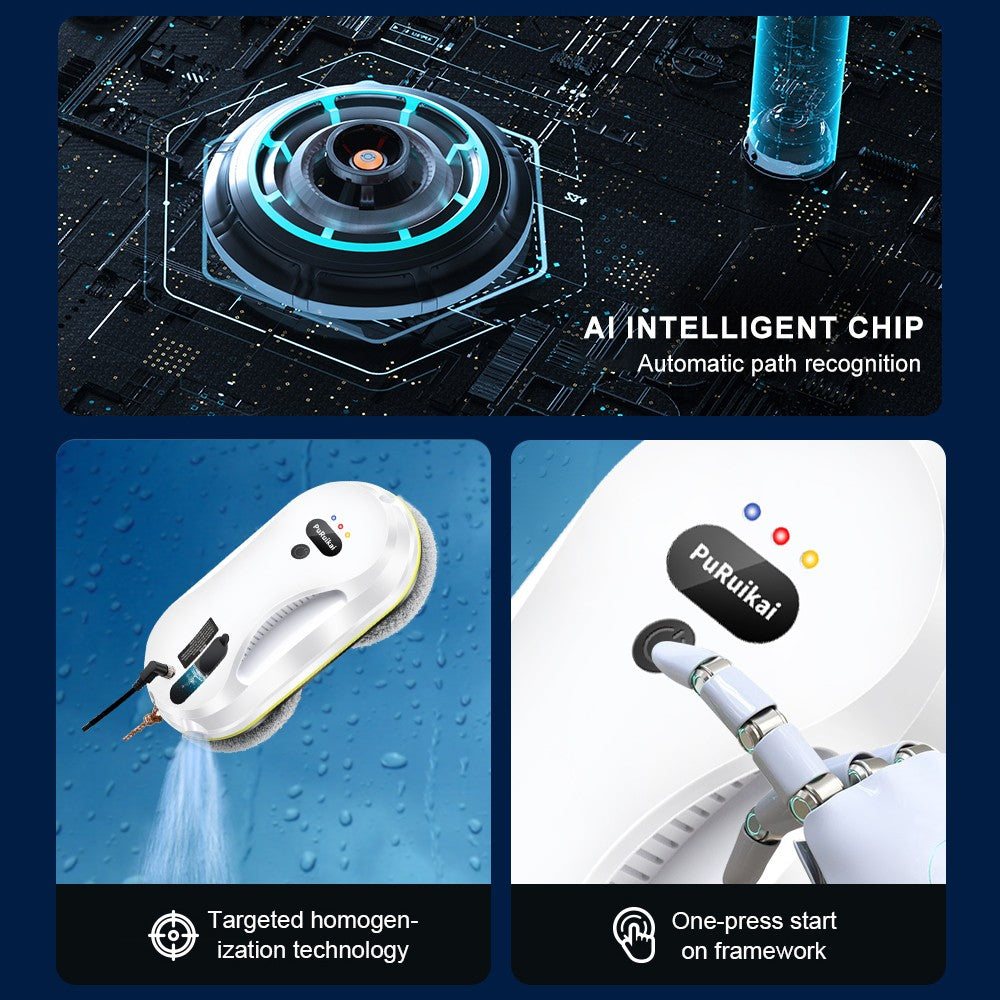 PuRuiKai Window Cleaning Robot Vacuum Cleaner, Window Cleaning Robot, Water Spray Glass Cleaning Robot, Water Spray