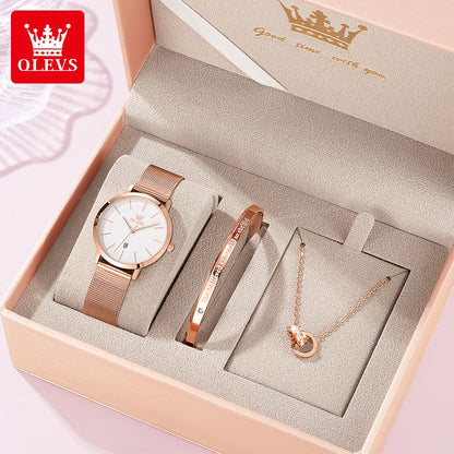 OLEVS Woman Watch 5869 Elegant Fashion Quartz Wristwatch Waterproof Date Watches For Woman Set Bracelet Watch Box Gifts Original