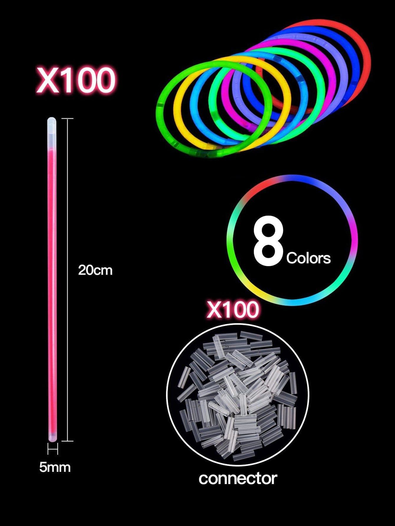 Luminous Colorful Glow Sticks Fluorescence Glowing in The Dark DIY Bracelet Necklace Glowstick Birthday Wedding Party Supplies