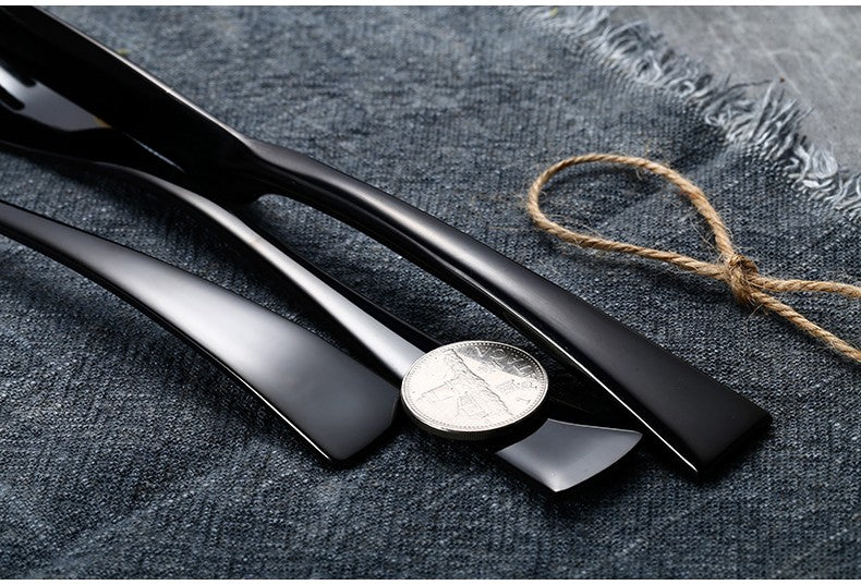 Conjunto de Talheres 24 Peças Aço Inoxidável 18/10 Talheres Pesados Prata Luxo Faca Garfo Colher Louça Próprio para Máquina de Lavar Louça