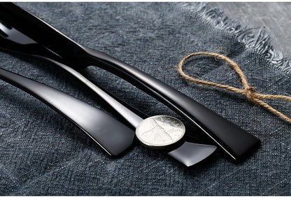 Conjunto de Talheres 24 Peças Aço Inoxidável 18/10 Talheres Pesados Prata Luxo Faca Garfo Colher Louça Próprio para Máquina de Lavar Louça