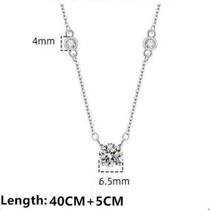Andara 925 Sterling Silver Necklace Four Claw Zircon Pendant Women'S Elegant Necklace Exquisite Anniversary Party Wedding Gift