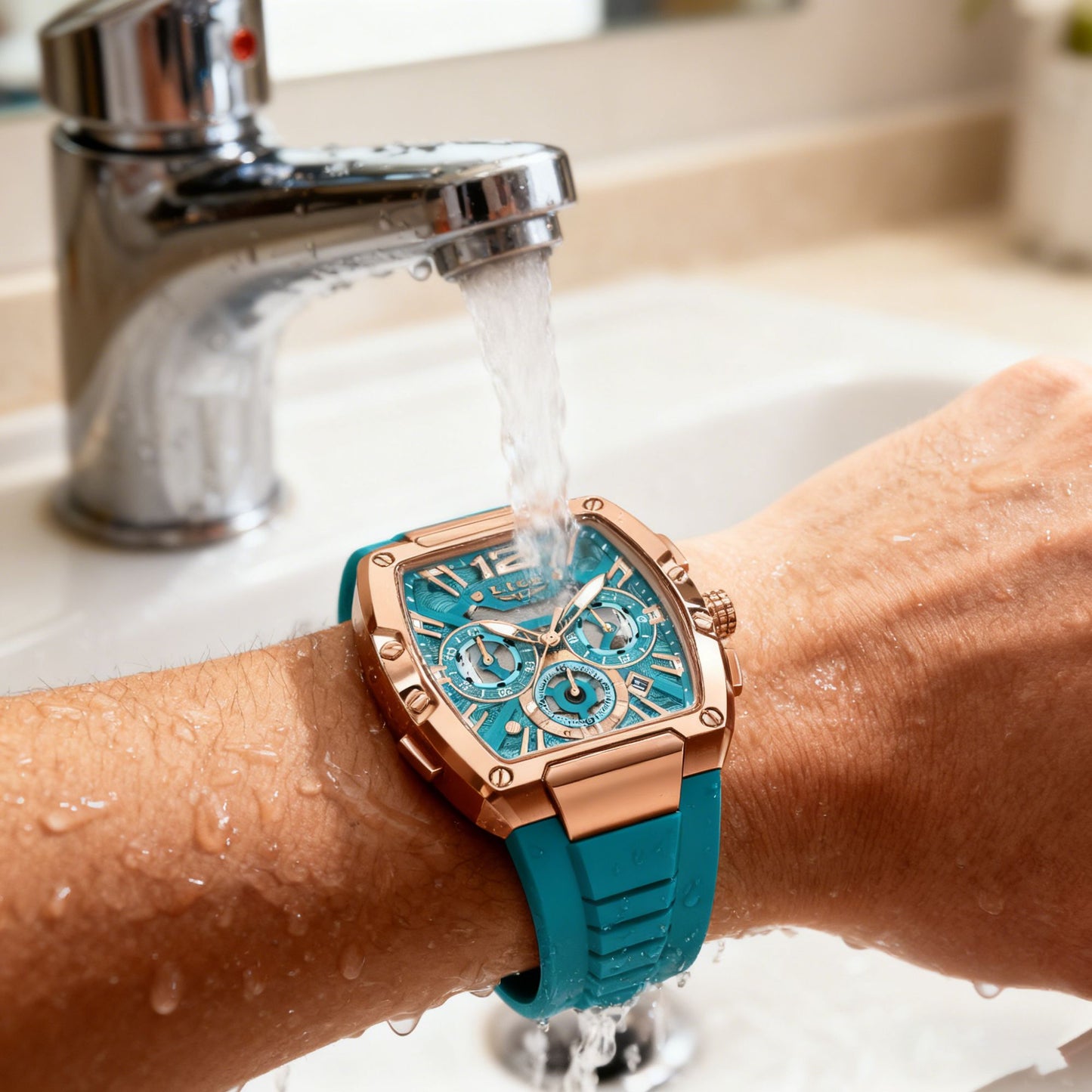 LIGE Sports Man Watch Tonnea Hollow Design Quartz Men Wristwatches Chronograph Waterproof Luminous Silicone Strap Watches Male