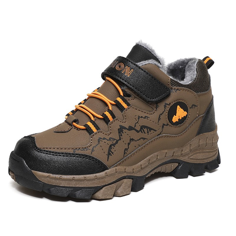 Winter Hiking Shoes Boy Kids Snow Boots Teenagers Children Shoe Walking Climbing Sneakers Leather Waterproof Non-slip Sport Warm