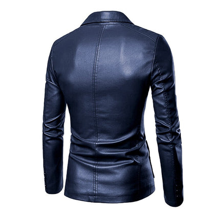 Plus Size 6XL Washed Leather Blazer Jackets For Man, Autumn Men's PU Motocycle Jacket, Business Button Leather Windbreaker