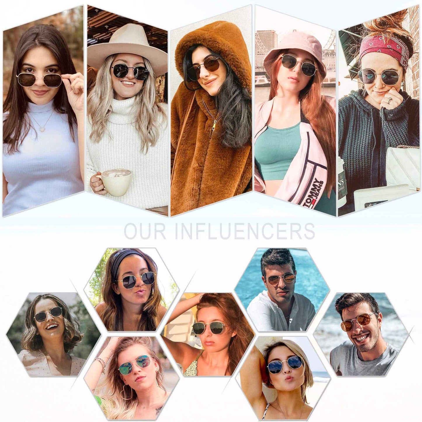Square Polarized Sunglasses for Women Men Small Hexagonal Polygon Polarized Lens Trendy Sun Glasses Classic Shades UV400 Protect