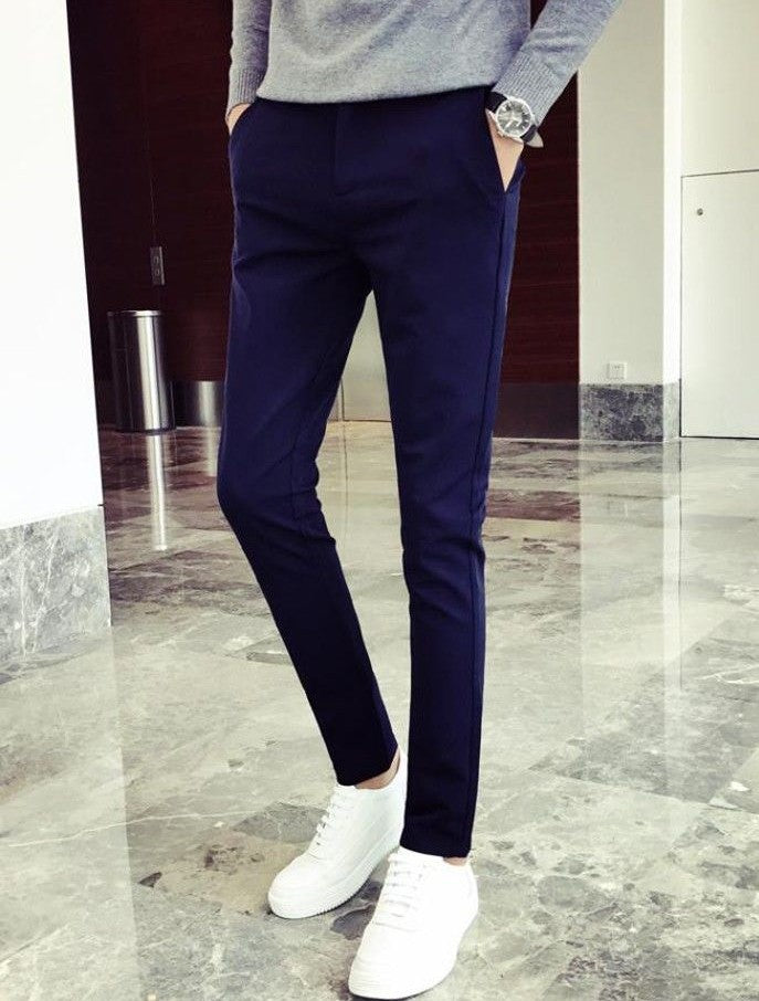 Fluid Tressed Man Suits Pants Black Office Slim Fit Trousers for Men Work Draped Clothes Offer Chinese Homme Spring Thin Casual