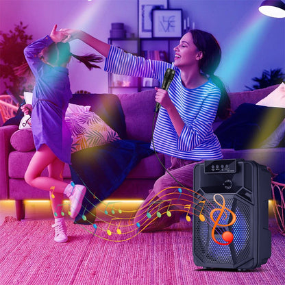 Caixa de Som Portátil Sem Fio Bluetooth 1000W Grande Luz LED Estéreo para Festa FM Karaokê Subwoofer 8 polegadas com Microfone e Controle Remoto