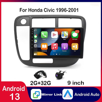 2G+32G compatível com Honda Civic 1996-2001 com Carplay e Android 9 polegadas Android 13 Rádio GPS Estéreo Automotivo WiFi B compatível com Carplay
