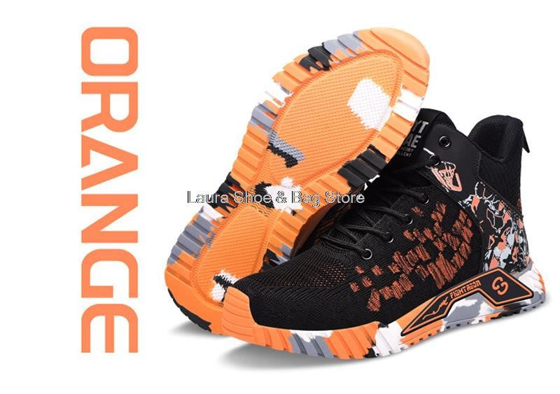 Botas de segurança de cano alto masculinas, bico de aço, sapatos de trabalho masculinos e femininos, botas de segurança anti-impacto, indestrutíveis, respiráveis
