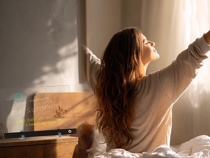 LED Note Board Night Light with 7 Colors & Flashing Mode Acrylic Dry Erase Drawing Board for Birthday/Holiday Gift office home