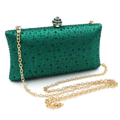 Fashion Luxury Rhinestone Clutch Handbag For Women Wedding Shoulder Party Crossbody Chain Bag Ladies Evening Dinner Purses Green