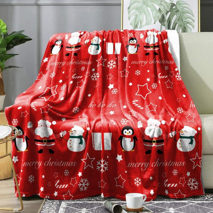 Manta de Natal Xadrez de Inverno Colcha Cobertor Quente Macio de Flanela para Sofá, Decoração de Casa, Presentes de Fim de Ano