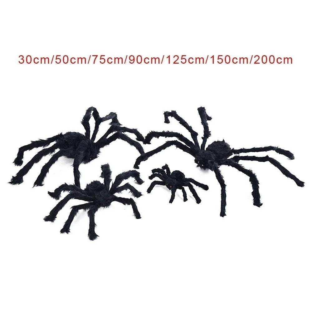 3/2/1pcs Halloween Decor Giant Black Plush Spider Halloween Party Bar Haunted House Horror Props Outdoor Scary Large Spiders