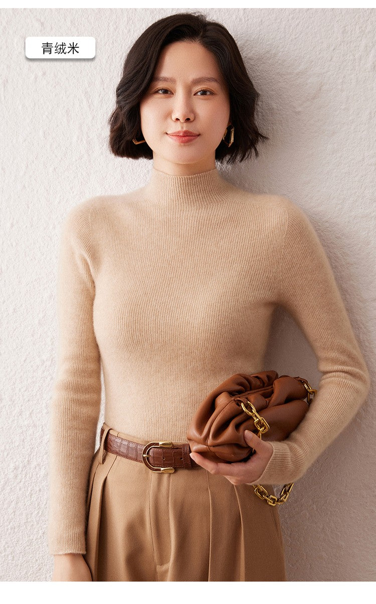 New women's sweater 100% pure cashmere high neck knitted pullover Korean version slim fit hot selling fashionable sweater