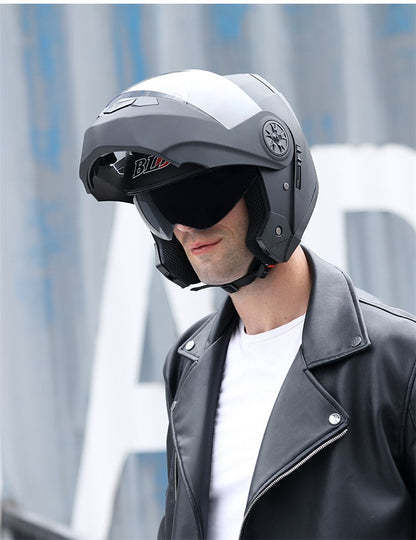 BLD Capacete Fechado Personalizado para Moto Masculino Feminino Capacete Moderno com Viseira Dupla Motocross Corrida Articulado Casco Moto