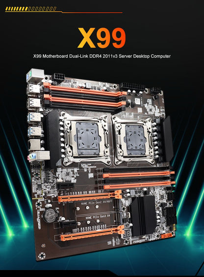 X99 Motherboard Dual CPU M.2 LGA 2011 V3 E-ATX USB3.0 SATA3 8 DIMM DDR4 Support Xeon processor slot 2011-3