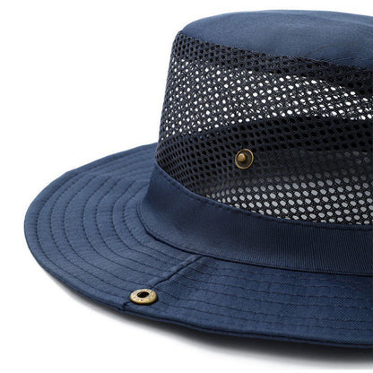 Foldable Mesh Sun Hat for Men Summer Anti-UV Protection Camping Hiking Mountaineering Cap Outdoor Wide Brim Male Fisherman Hats
