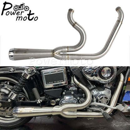 Big Bore Stepped 1 3/4" to 2" head pipe 2-into-1 Exhaust Pipe For Harley Dyna Fat Bob CVO Low Rider Street Bob Super Glide 06-17