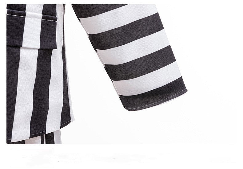 2025 New Halloween Cosplay Costume Black Society Master Stripe Cosplay Suit Set Performance Dress Classic Stripe Two Piece Set