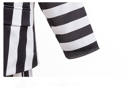 2025 New Halloween Cosplay Costume Black Society Master Stripe Cosplay Suit Set Performance Dress Classic Stripe Two Piece Set