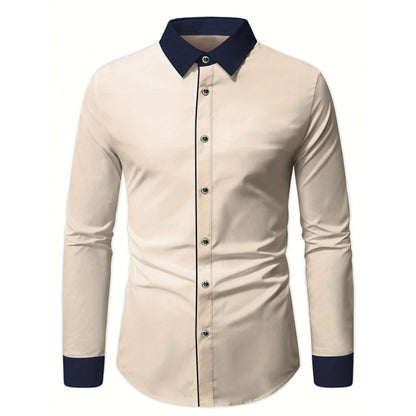 FGKKS Men Shirt Fashion Brand New Patchwork Long Sleeve Smart Casual Elastic Four Season Quality Male Business Shirt