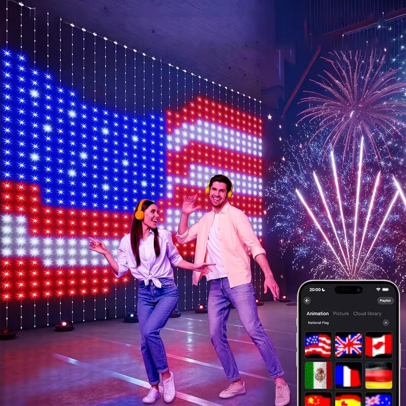 Bluetooth APP Controlled Smart RGBIC LED Curtain Fairy String Lights, DIY Programmable Lights for Bedroom, Wedding, Christmas & Holiday Party