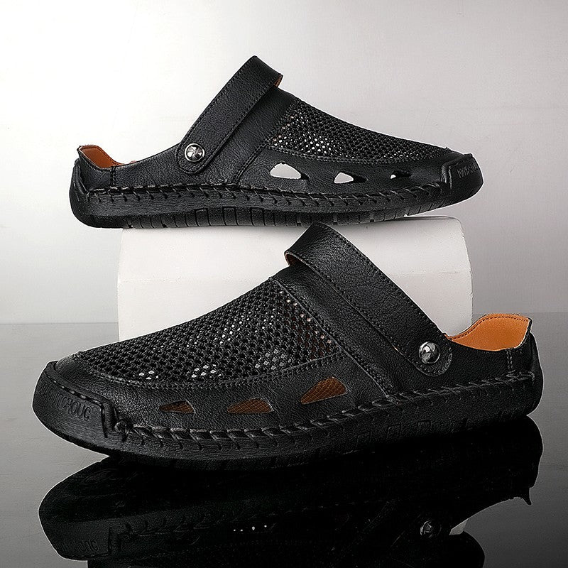 Soft Sole Male Simple Slippers Breathable Mens Summer Sneakers Casual Half Shoes Leisure Walk Half Drag Outdoor Non-Slip Sandals
