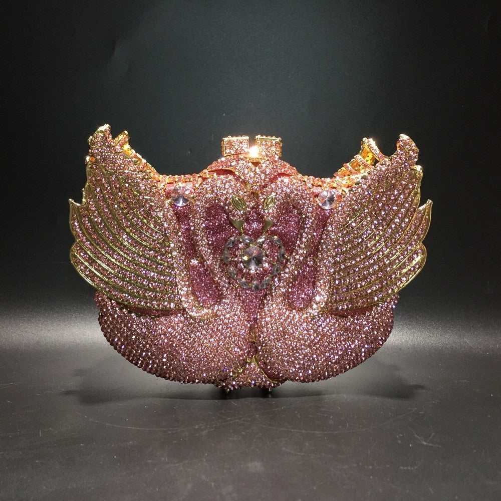XIYUAN Pink/Black/Blue/Gold Crystal Evening Clutches Bag Hollow Out Women Metal Clutch Purse Wedding Party Prom Dinner Handbag