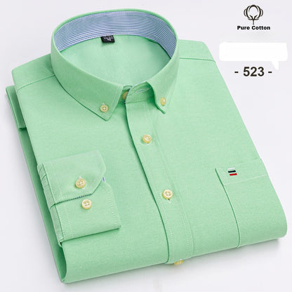 over size 7XL100%Cotton Oxford long-sleeve shirts for men slim fit formal plain shirt office white clothes elegant business tops
